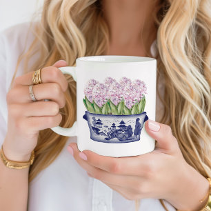 Caneca De Café Higiene rosa na Chinoiserie Planter Cerâmica