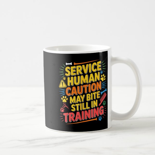 Caneca De Café Hilarious Human Caution Service May Still Bite Tra (Direita)