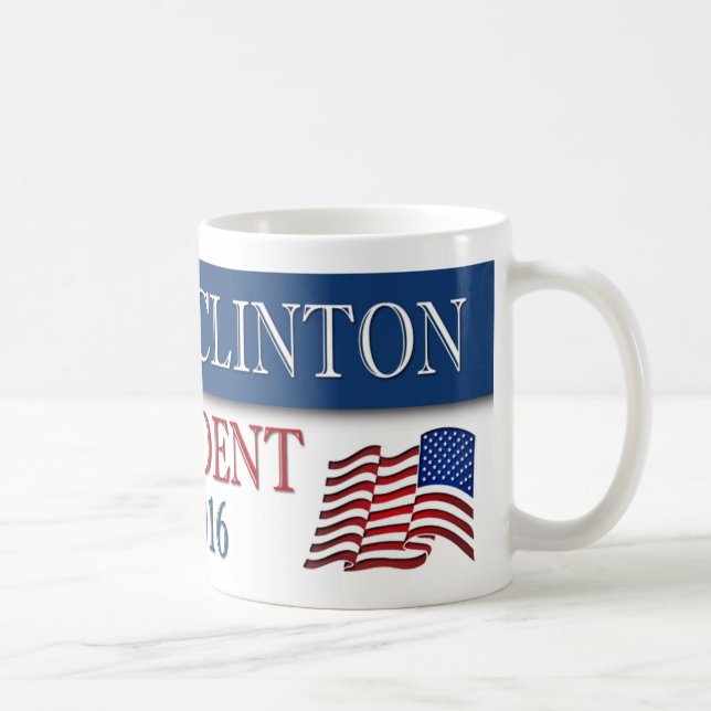 Caneca De Café Hillary Clinton Presidente 2016 EUA Flag (Direita)