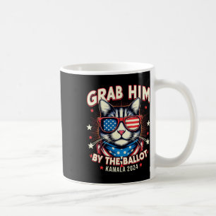 Caneca De Café Him Pelo Ballot Kamala 2024 Cat Amantes Usa Flag