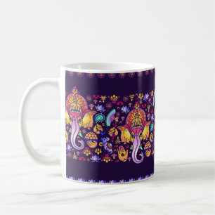 Caneca De Café Hindu Deus Ganesha e símbolos indianos em forma d