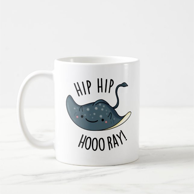 Caneca De Café Hip Hip Hoo-ray Engraçado Sting Ray Pun (Esquerda)