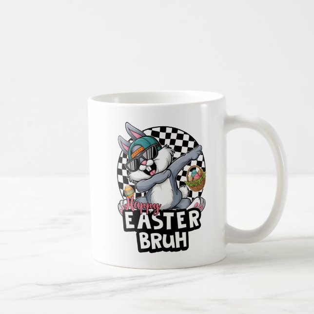 Caneca De Café Hip Hop Coelho da Páscoa Bruh (Direita)