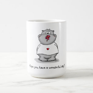 Caneca De Café Hipopótamo bonito com borboleta - tenha um dia