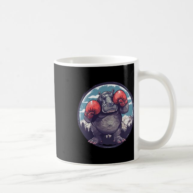 Caneca De Café Hipopótamo Boxeando Com Luvas de Boxe Kickboxing E (Direita)