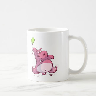 CANECA DE CAFÉ HIPOPÓTAMO COR-DE-ROSA BONITO NO BALÃO