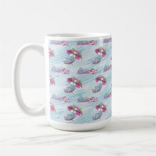 CANECA DE CAFÉ HIPOPÓTAMO MENINA BONITA DE BICICLETA NA PRAIA