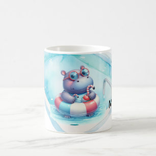 Caneca De Café Hipopótamo na piscina com Nome