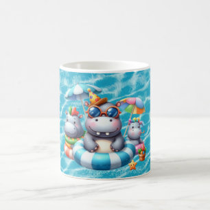 Caneca De Café Hipopótamo na piscina com Nome