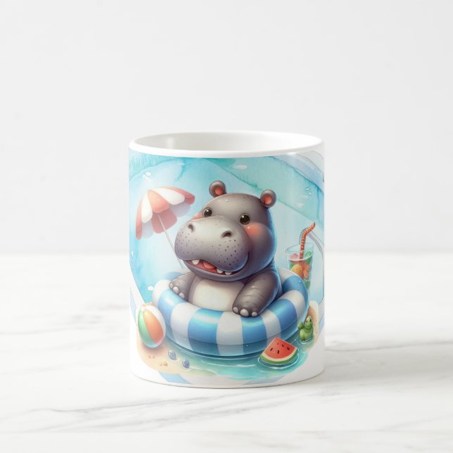 Caneca De Café Hipopótamo na piscina com Nome (Centro)