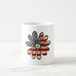 Caneca De Café Hippie Flower Power Sign American Flag