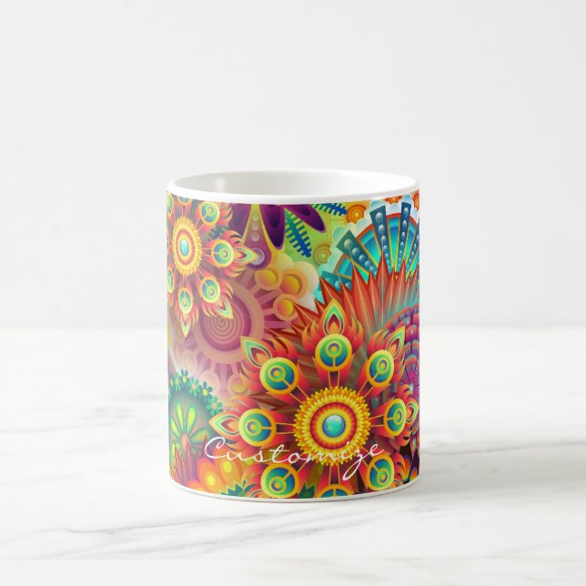 Caneca De Café Hippie Groovy Techno Psychedelic Thunder_Cove (Centro)