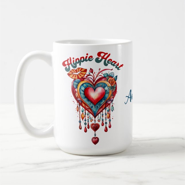Caneca De Café Hippie Heart Coffee 15 oz Mug (Esquerda)