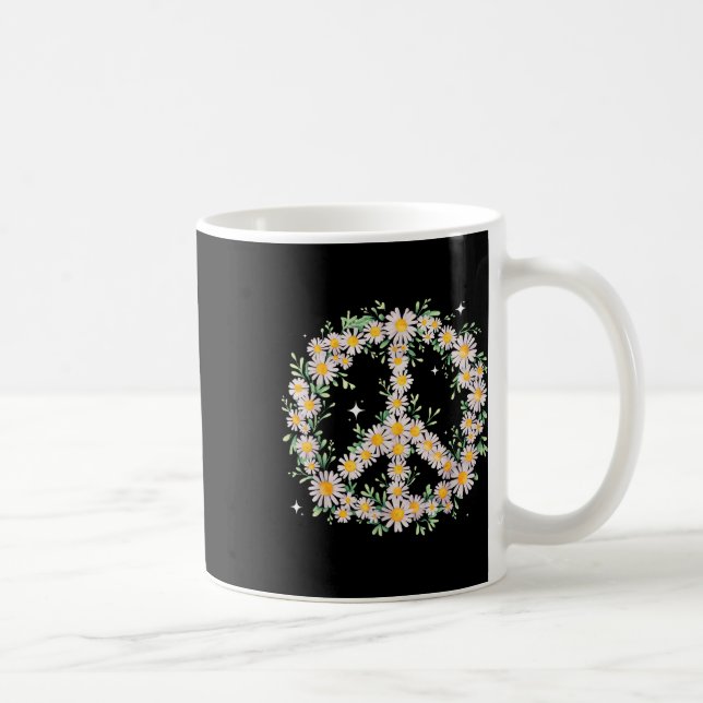 Caneca De Café Hippie Peace Wildflower Daisies Flores Graphic Da (Direita)