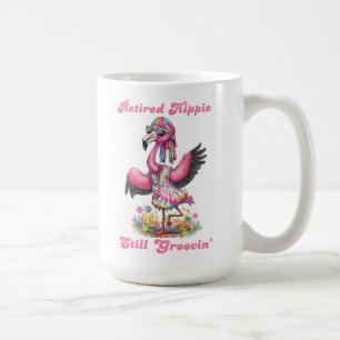 Caneca De Café Hippie Retirement Groovy Retro Tie Dye Flamingo