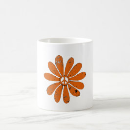 Caneca De Café Hippie - Sinal de Paz Flor Laranja - Olho Assustad