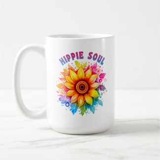 Caneca De Café Hippie Soul Rainbow Sunflower Vibes
