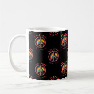 Caneca De Café Hippie Tie Dye Cat Amantes da Paz - Sinal Personal