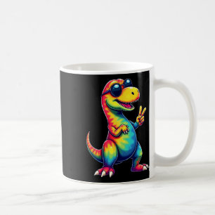 Caneca De Café Hippie Tie Dye T-rex Dino Sinal de Paz