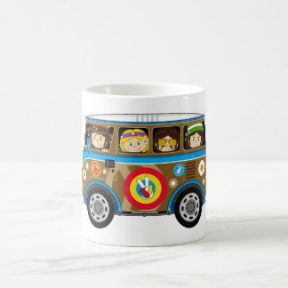 Caneca De Café Hippie Van da paz dos anos sessenta dos desenhos