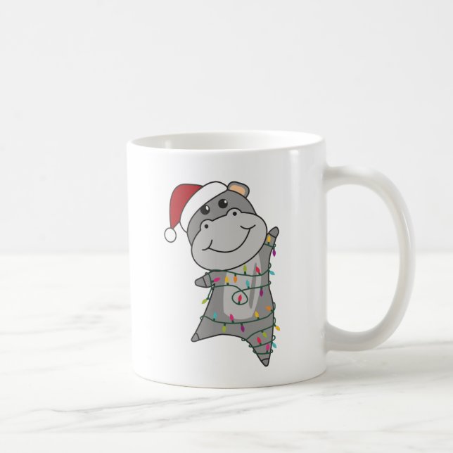 Caneca De Café Hippo Feliz Natal Animais de inverno Hippos Adulto (Direita)