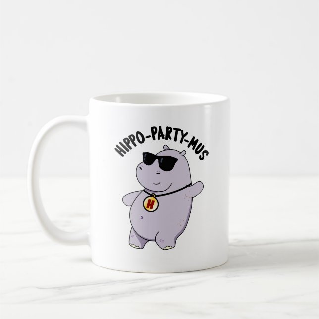 Caneca De Café Hippo-party-mus Funny Animal Hippo Pun (Esquerda)