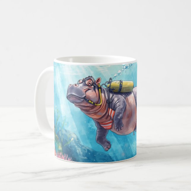 Caneca De Café Hippo Scuba underwater (Frente Esquerda)