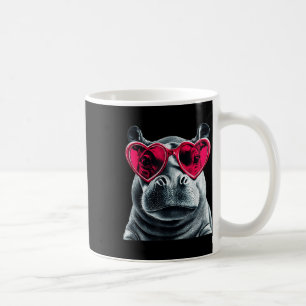 Caneca De Café Hippo Vestindo o Dia de os namorados do Coração de