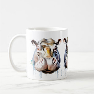 Caneca De Café Hippo Wildlife e Nature Water Color Set