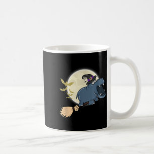Caneca De Café Hippo Witch Hat Riding Broom Stick Zoo Animal Love