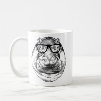 Caneca De Café Hippopotamus Hippo Nerdy Óculos Hippopotamus 78 H