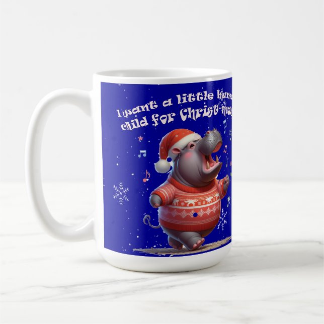 Caneca De Café Hippopotamus para a mancha de Natal (Esquerda)
