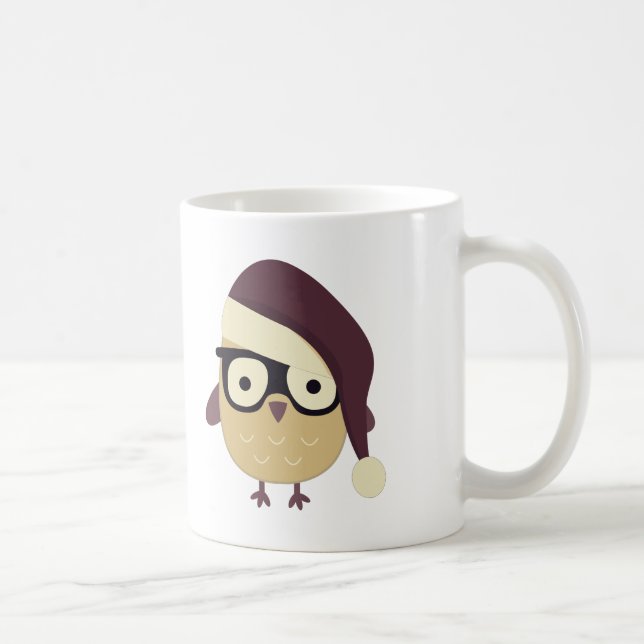 Caneca De Café Hipster Papai noel Coruja (Direita)