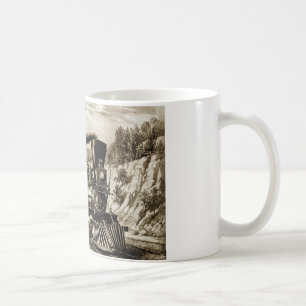 Caneca De Café História da locomotiva com motor a vapor