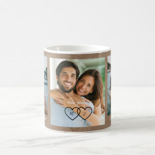 Caneca De Café História de Amor Rústico Foto Casal Monograma Româ