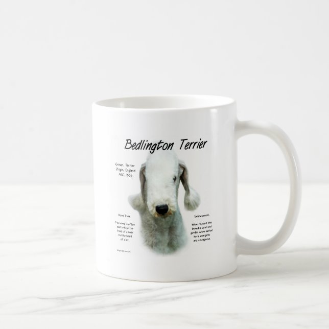 Caneca De Café História de Bedlington Terrier; Tudo Sobre Bedling (Direita)
