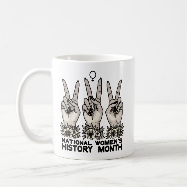 Caneca De Café História Nacional das Mulheres Mês Mulheres Femini (Esquerda)