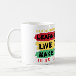 Caneca De Café História Negra Aprenda Viva Faça 365 dias