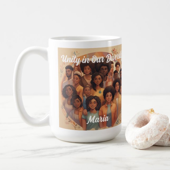 Caneca De Café História Negra Mês da Unidade na Nossa Diversidade (Com Donut)