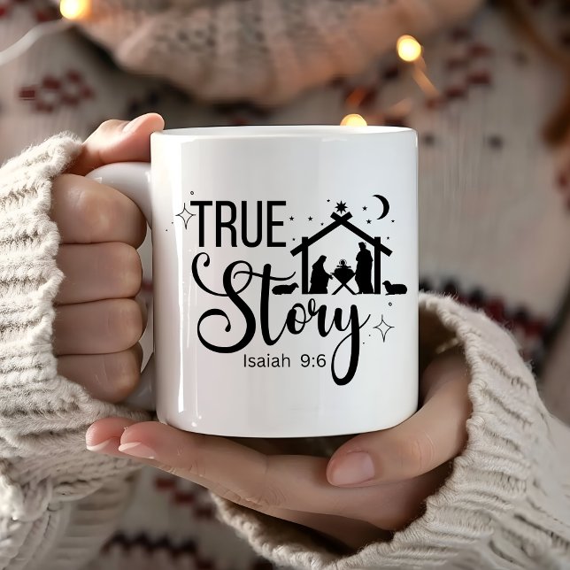 Caneca De Café História verdadeira Isaiah 9:6 Natal religioso (Criador carregado)