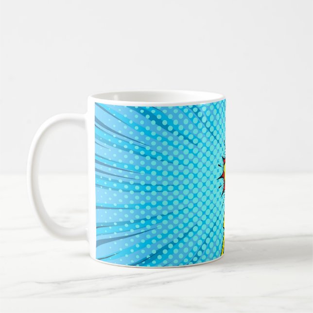 Caneca De Café Histórias em quadrinhos versus fundo, estilo cláss (Esquerda)