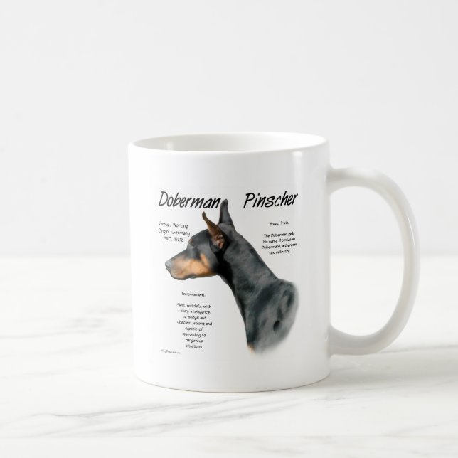 Caneca De Café Histórico do Doberman Pinscher Negro (Direita)