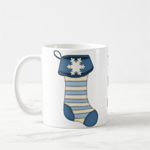 Caneca De Café HO HO HO! Balança de Natal Azul com Floco de Neve