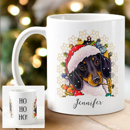 Caneca De Café Ho ho ho! Nome Personalizado de Papais noeis Dachs