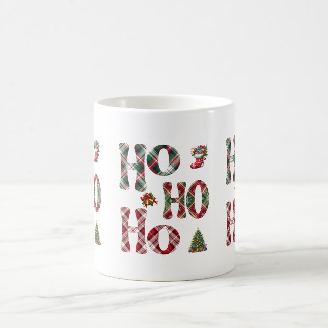 Caneca De Café Ho Ho Ho Plaid Christmas  (Centro)
