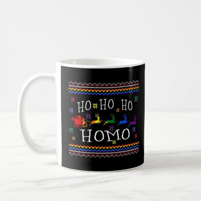 Caneca De Café Ho Ho Homo Homo Papai noel LGBT Gay Ufly Natal (Esquerda)