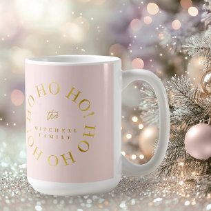 Caneca De Café Ho Ho ID1009 de Natal Dourado rosa