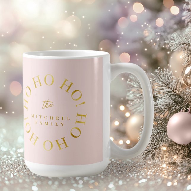 Caneca De Café Ho Ho ID1009 de Natal Dourado rosa (Criador carregado)