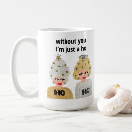 Caneca De Café Ho Ho Natal Damas Mug - Dourado e Prateado