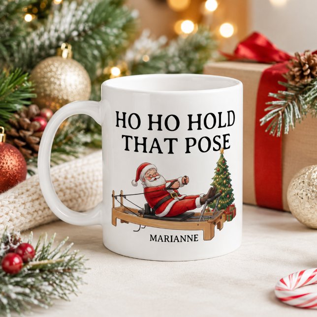 Caneca De Café Ho Ho Segure Essa Pose Funny Papai Noel Pilates Na (Ho Ho Hold That Pose Funny Santa Pilates Christmas Coffee Mug
)